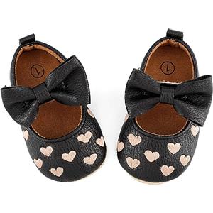 LACOFIA Scarpe Neonata Scarpe Primi Passi Bambina Antiscivolo Scarpe Eleganti Cerimonia Nero 3-6 Mesi