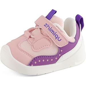 LACOFIA Scarpe Primi Passi Bambina Scarpine Neonata Sneakers Bimba con Suola Gomma Antiscivolo Rosa 23 EU(Etichetta 21)