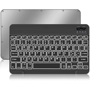 IVEOPPE Tastiera Bluetooth Retroilluminati Samsung/iPad, Tastiere Wireless per Tablet Compatibili con Samsung/Windows/Android/iOS/iPad/iPad Pro/iPad Air/, iPhone e Altri Dispositivi Bluetooth, Nero