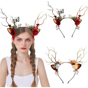YouXiaor 2PCS Cerchietto per Capelli con Corna di Renna, Cerchietto di Cervo, Fascia per Capelli Donna, Accessori Decorazione Natalizia Perfetto per Natale Carnevale Carnevale