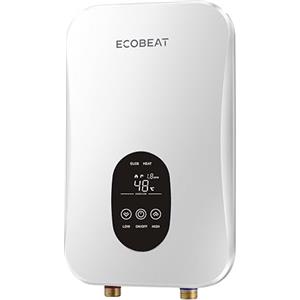 EcoBeat Scaldabagno istantaneo elettrico compatto (formato foglio), Thermos senza serbatoio, display touch a LED con temperatura graduabile. (5500 W)