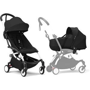 Stokke Passeggino Stokke YOYO3 con Newborn Shell - Include telaio bianco, YOYO 6+ Color Pack (nero) e Newborn Shell (nero)