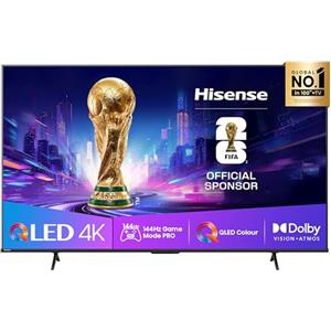 Hisense TV 65 QLED 4K 144Hz 2025 65E7Q PRO, Smart TV VIDAA U8, Dolby Vision IQ, HDR 10+ Adaptive, 144hz Game Mode PRO, Dolby Atmos, Alexa Built-in, VIDAA Voice, Tuner DVB-T2/S2 HEVC 10, lativù 4K