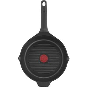 Lagostina Aroma Grill Bistecchiera Antiaderente Rotonda in Alluminio Pressofuso Ø 26 cm, Padella Induzione, Gas e Forno con Indicatore Cottura Thermo-Signal e Rivestimento Titanium