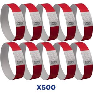 Avery Braccialetti Identificativi in Tyvek® Rossi Fluo - Resistenti all'Acqua, Conf. 500 pz, Antistrappo