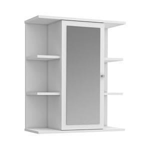 Forte Möbel Armadietto a specchio da bagno, in legno, bianco, larghezza x altezza: 60 x 68,7 x 25,8 cm