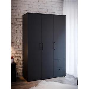 Forte PYS - Armadio moderno 125 a 3 ante con 2 cassetti, 124,2 cm di larghezza x 190,4 cm di altezza x 54,0 cm di profondità