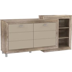 Forte Genetic Cassettiera con 2 ante, in legno derivato, rovere antico combinato con finiture beige lucido, 66 x 90,3 x 180 cm