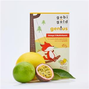 Gobi Gold Genius| Multivitaminico Bambini con Omega 3 - Soft Chew Senza Zucchero con DHA ed EPA - Supporto per Crescita, Concentrazione e Benessere, 30 Dosi