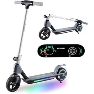 E-Noroyavn Scooter Elettrico per Bambini 6-12 Anni - Max 14km/h - 3 Velocità Regolabili - Autonomia di 5-8 km - Pieghievole - Luci Rainbow - Display a LCD - Monopattino Elettrico Bambini (Grigio)