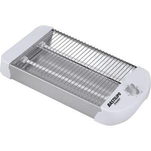 Bastilipo TPB-600 TPB-600-Tostapane piano orizzontale, 600 W, 6 livelli di potenza, 2 resistenze, vassoio raccoglibriciole e cavetto raccoglicavo, bianco, alluminio