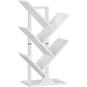 HOOBRO Libreria a Forma di Albero, Scaffale ad Albero, Portaoggetti a 4 Ripiani, Mobile da Studio, per Libri, CD, Stabile e Resistente, in Soggiorno, Ufficio, Camera da Letto, Bianco EWT04SJ01G1