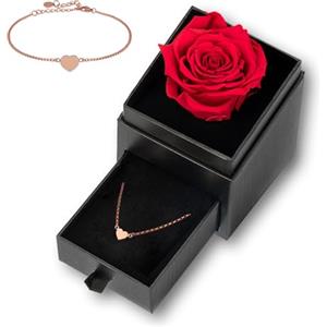 Mia Milano scatola di rose con bracciale durevole infinity rose e cuore d'oro rosa per donna I Regalo di San Valentino I Scatola regalo con bracciale cuore I Fatto a mano in Germania