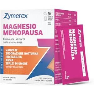 Zymerex MAGNESIO MENOPAUSA | 30 Bustine | Integratore menopausa completo | Vampate, sudorazione notturna, sbalzi di umore | Senza glutine, lattosio e zuccheri