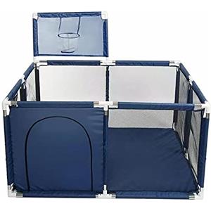 YAZOCO Box Bambini Maglia Traspirante Recinto Per Bambini Con Telaio da Basket Giochi Neonato Interno o Esterno Box Bambini Blu 128x128cm