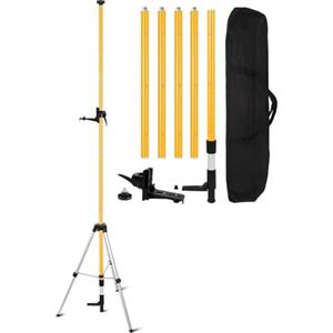 Mountlaser Asta di Livella Laser con Treppiede 3,7M - Attacco da 1/4 per 20 per Livella Rotante e di Linea - Dado Adattatore 5/8-11 Incluso