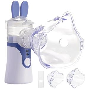 Lvozize Aerosol Portatile Silenzioso, Aerosol per Adulti e Bambini con 2 Maschere e Boccaglio, 2 Modalità Regolabili, Macchina Aerosol Adulti e Bambini, Aerosol Portatile per Uso Domestico