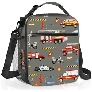 Clastyle Borsa Termica Porta Pranzo Bambini Scuola Auto Borsa Frigo Piccola Ragazzo Camion Portatile, Motore Antincendio