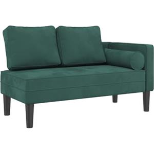 vidaXL Chaise Longue con Cuscini Verde Scuro in Velluto, divano letto, divano imbottito, seduta da soggiorno, dormeuse, seduta da salotto