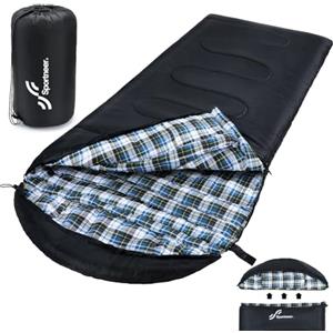 Sportneer Sacco nanna invernale per esterni, in flanella, 220 x 85 cm, con cappuccio rimovibile, compatto, 3 - 4 stagioni, stagione fredda, inverno per campeggio