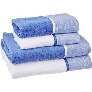 CREOLE Set di asciugamani da bagno, Riga blu, 4 unità