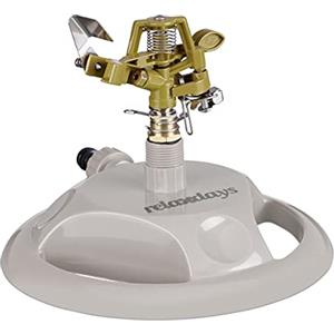 Relaxdays Irrigatore ad Impulsi da Giardino, per Superfici fino 450 m² Raggio di 12 m, 360°, Sprinkler per Prati, Grigio