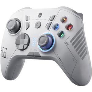 Thunderobot G50S 1000HZ Wireless Controller PC per Windows/Switch/Android,Joystick PC con Joystick e ganci ad effetto Hall, TURBO, USB/BT/2.4G, Giroscopio, 6 Pulsanti Programmabili, Bianco