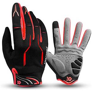 I Kua Fly Guanti Ciclismo in Gel Antiscivolo e Antiurto Guanti MTB con Touchscreen Guanti da Ciclismo Moto per Donna e Uomo (Rosso, M)