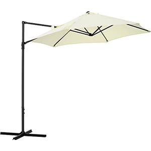 Outsunny Ombrellone da Giardino 2.6x2.6 m con Rotazione a 360°, Ombrellone Decentrato a Braccio con Base a Croce e Presa d'Aria in Acciaio e Poliestere 180 g/㎡, per Terrazzo e Cortile, Beige