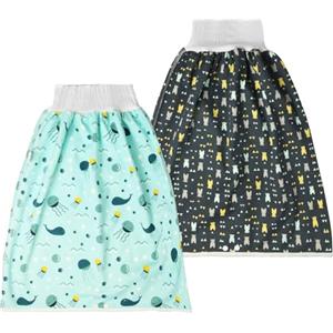 Aolso 2 PC Mutandine Assorbenti Bambino,Pantaloni Impermeabili Bambino,Pannolini Lavabili,Pantaloni Impermeabili Bambina,Notturna Pantaloni per Bambini,Gonna per Pannolini per Bambini 6-12 Anni,L