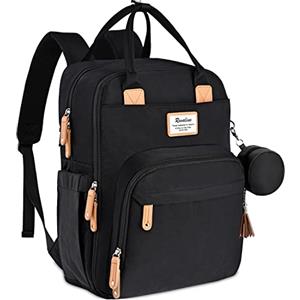 RUVALINO Zaino Fasciatoio per Mamma e Neonato Borsa Fasciatoio per Pannolini, Grande Borsa Maternità con 16 Scomparti, Include Fasciatoio Portatile, Tasca Termica per Biberon (Nero)