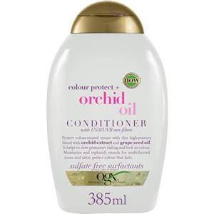 OGX Conditioner Colour Protect + Orchid Oil, Balsamo capelli colorati e decolorati con Estratto di Orchidea, Balsamo idratante con protettore solare capelli contro i raggi UVA e UVB, 385 ml