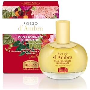 Helan, Rosso d'Ambra - Olio Capelli, Viso e Olio Corpo Profumato Illuminante Spray con Olio di Rosmarino per Capelli, Vitamina E e Olio di Mandorle Dolci, Olio per Capelli Viso Corpo Nutriente, 50 ml