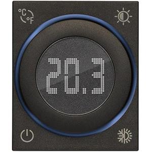 Vimar 30810.G Smart Termostato a rotella, Linea, uscita a relé, ingresso per sensore temperatura esterna, modalità ON/OFF e PID, retroilluminazione con regolazione intensità, nero, 2 m