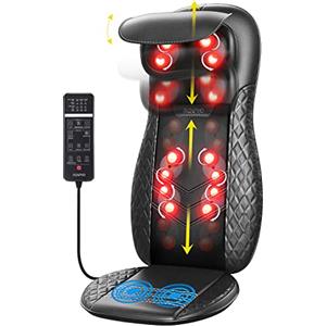 RENPHO Massaggiatore Schiena, Sedile Massaggiante Shiatsu, Massaggiante a Vibrazione Massaggiatore Elettrico con Calore per Collo, Schiena, Spalle, Altezza Regolabile, Regali per i Genitori