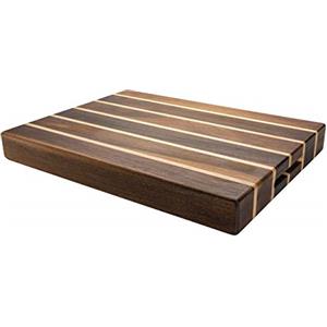 Grunwerg Rockingham Forest WB-54030CR - Tagliere rettangolare in legno multistrato extra spesso, acacia carbonizzata e gomma