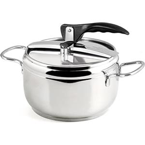 INOXPRAN - Pentola a Pressione, Acciaio Inox, Capienza 5 L, Triplo Fonto Adatto a Tutti i Piani di Cottura compreso l'Induzione, Cucina Rapida e Risparmio d'Energia, Lavabile in Lavastoviglie
