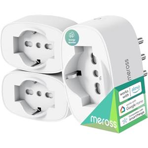 Meross Presa Smart Italiana, Presa WiFi con Monitoraggio Consumi, Presa Intelligente 16A, Funzione Timer, Compatibile con Alexa, Google Home e SmartThings, Controllo Vocale e Remoto, 3840W, 3 Pezzi