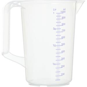 PIAZZA - Caraffa Graduata Professionale in Plastica Capacità 1 lt - Per Acqua e Liquidi Alimentari, Utile da Usare Anche Come Misurino Graduato per pesare Alimenti Sopra la Bilancia da Cucina