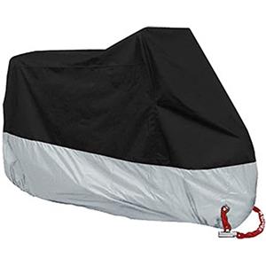 ANFTOP XXL Coprimoto Telo Motociclo teli Copri moto Scooter impermeabile, antipolvere, anti UV, traspirante, per esterni, con sacca per il trasporto, 2XL, colore: Nero e Argento