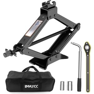IMAYCC Cric Auto 2T Ispessito Di Alta Qualità, Kit Professionale Con Manovella e Chiave Telescopica Per Dadi, Portatile Per Auto, Camion, Berline, Furgoni, Monovolume