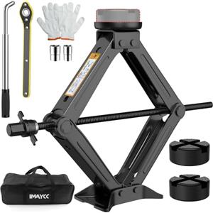 IMAYCC Cric universale da 2,5 T, cric universale per auto con cuscinetto in gomma, cric portatile con chiave per dadi della ruota, kit di emergenza per SUV MPV, ideale per la manutenzione e la