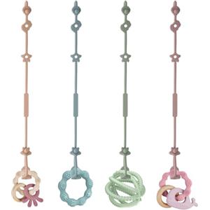 Vicloon Catenelle Per Ciuccio, 4PCS Catena Ciuccio, Cordino Ciuccio In Silicone Senza Bpa, Catenelle Porta Succhietto Per Sedie Di Sicurezza Passeggino Seggiolone, Colorato