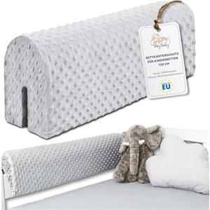 Totsy Baby Paracolpi lettino neonato antisoffoco 120 cm - Protezione schiuma per lettino fasciatoio e culla per i bordi del letto o della culla per bambini da 1 a 3 anni Grigio Chiaro