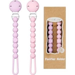 TYRY.HU Catenella Portaciuccio Porta in Silicone per Bambini,Clip per Ciuccio in un Unico Pezzo,Succhietto Clip Bambine Ragazzi 2 Pezzi Massaggiagengive Baby Regalo