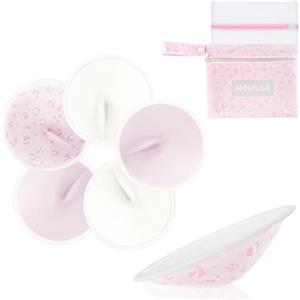 MOMUSE Coppe Assorbilatte, Coppette Assorbilatte Lavabili 6PCS, Tessuto Ultra Liscio e Assorbente Veloce, Assorbenti Lavabili e Traspiranti per L'Allattamento al Seno, a Forma di Coppa Invisibile