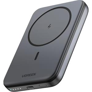 UGREEN Nexode Power Bank Magnetico 5000mAh, Caricatore Portatile PD 15W con Cavo USB C, Batteria Esterna Wireless Compatibile con iPhone 16/15/14/13/12/Mini Plus PRO Max(Nero)