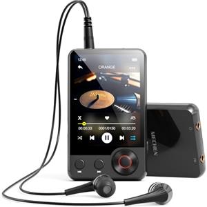 MECHEN Lettore MP3 Bluetooth 5.3, 128 GB di Memoria, Touchscreen da 2,4 pollici, Radio FM, Video, Sveglia, Sfondi Tematici, Funzione di Ricerca Musicale, 2 Porte Audio, USB-C