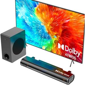 Hiwill 2.1CH Dolby Atmos Soundbar TV, Soundbar per TV con subwoofer grande da 5,25'', alti e bassi regolabili, altoparlanti per home theater, Potenza di picco 200W, eARC/ARC/OPT/BT/AUX, HiElite A21