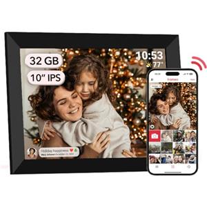 AKImart Cornice Digitale Frameo WiFi 32 GB 10,1 Pollici Cornice Digitale Foto 1280 x 800 IPS Touch Screen LCD Cornice Per Foto Con Rotazione Automatica Momenti Istantaneamente Condivisi Tramite l'app Frameo
